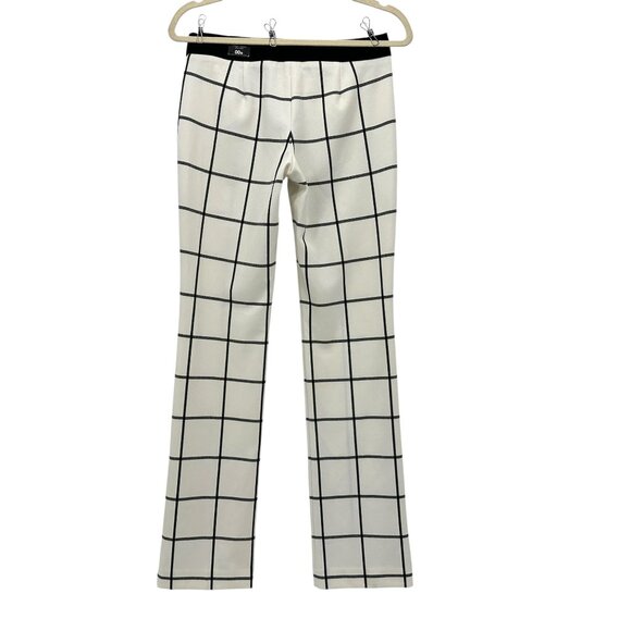 NEW Express Womens 00 Pants Editor Barley Boot Windowpane Ivory Black Trousers - Picture 4 of 10